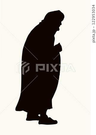 Vector drawing. Ancient man. Side view 122953034