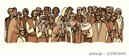Vector drawing.Big crowd of people Vector drawing.Big crowd of people 122953044