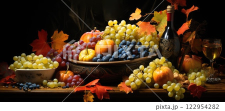 cornucopia, thanksgiving harvest halloween autumn fall, ai 122954282