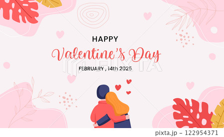 Happy Valentine's Day Banner Flat Design.Vector illustration. 122954371