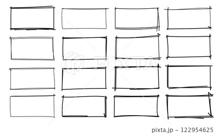 Grunge Doodle Rectangle Frames Glyph Style Vector 122954625