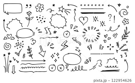 Vector doodle hand drawn abstract drawings illustration, black lines isolated on white background. 122954626