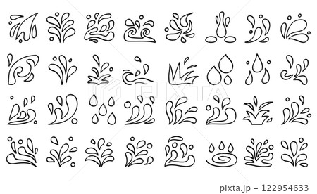 Water splash icon set outline style vector illustration	 122954633