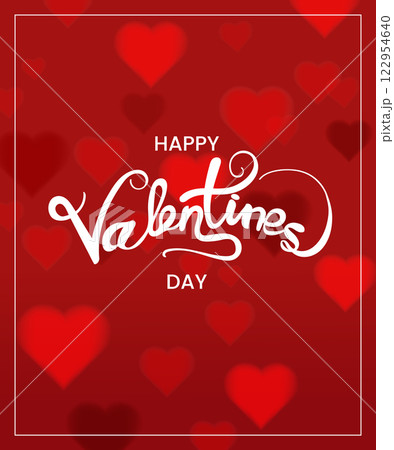 Happy Valentine's day hand lettering greeting card banner on red background. 122954640