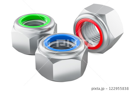 Nylon nuts, 3D rendering Nylon nuts, 3D rendering 122955838