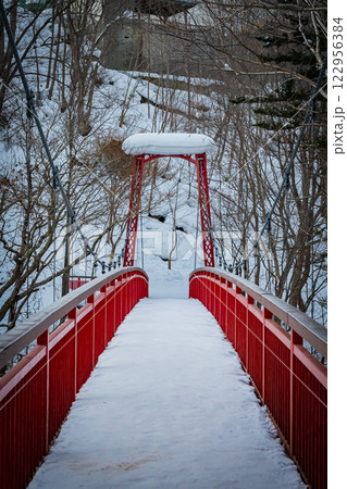 北海道　札幌市　冬の山渓の風景 122956384