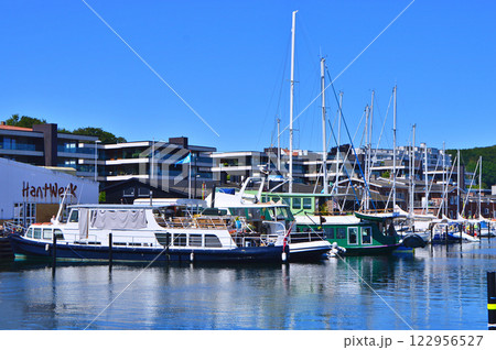 Aarhus yacht harbor with yacht in the water, Denmark Aarhus yacht harbor with yacht in the water, Denmark 122956527