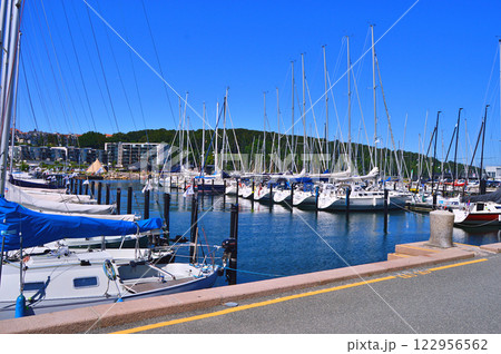 Aarhus yacht harbor with yacht in the water, Denmark Aarhus yacht harbor with yacht in the water, Denmark 122956562
