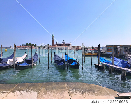 Amazing view of Grand Canal  with San Giorgio Maggiore church. San Marco, Venice, Italy, Europe. Beauty world. Gondola 122956688