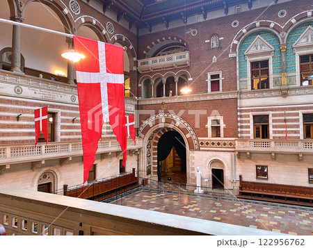 Great Hall of Copenhagen City Hall. The current building was inaugurated in 1905 Great Hall of Copenhagen City Hall. The current building was inaugurated in 1905 122956762