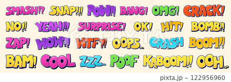 Colorful sticker phrases. 122956960