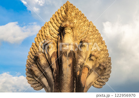 Majestic Naga Guardian of Angkor Wat, The Serpent of Khmer Legends, Siem Reap 122956970