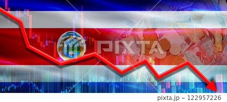 Costa Rica financial crisis on economic graph. Financial fall of Costa Rica economy on chart 122957226