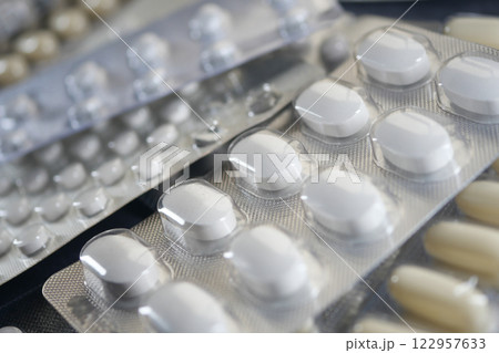 Prescription medication displayed in organized packaging 122957633