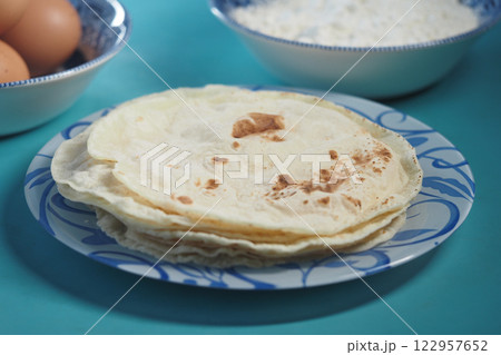 homemade roti chapati on table . 122957652