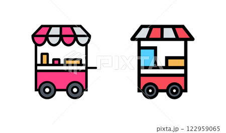 Food Cart Icon Vector Illustration. Food Cart Lineal Color Icon Food Cart Icon Vector Illustration. Food Cart Lineal Color Icon 122959065