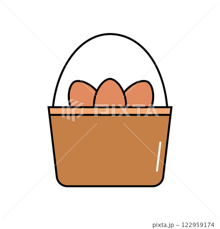 Eggs basket Icon Vector Illustration. Eggs basket Lineal Color Icon 122959174