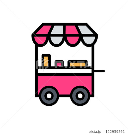 Street Food Icon Vector Illustration. Street Food Lineal Color Icon 122959261