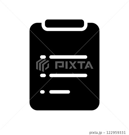 Clipboard Fill Icon Symbol Vector. Black Glyph Clipboard Icon Clipboard Fill Icon Symbol Vector. Black Glyph Clipboard Icon 122959331