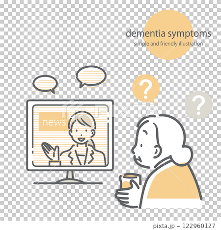 Elderly people suffering from dementia: simple and stylish line drawing illustration 122960127