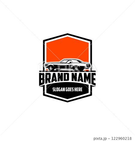 Sunset view with mustang grandle car. Side view vector illustration design with white background. Available in eps 10 Sunset view with mustang grandle car. Side view vector illustration design with white background. Available in eps 10 122960218