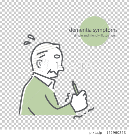Elderly people suffering from dementia: simple and stylish line drawing illustration 122960238