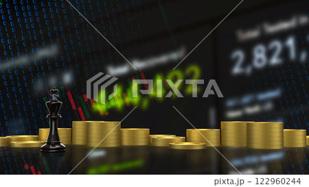The Black king chess and coins for Business concept 3d Rendering. The Black king chess and coins for Business concept 3d Rendering. 122960244