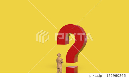 The RED Question mark on yellow Background 3d Rendering. 122960266