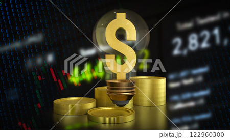 The Gold dollar symbol in Light Bulb for Business concept 3d rendering. The Gold dollar symbol in Light Bulb for Business concept 3d rendering. 122960300