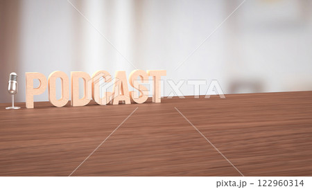 Microphone for podcast or Radio live concept 3d Rendering. Microphone for podcast or Radio live concept 3d Rendering. 122960314