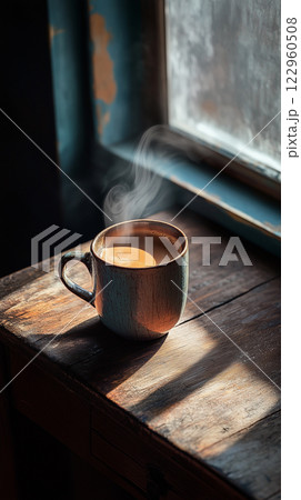 テーブルの上にあるコーヒー テーブルの上にあるコーヒー 122960508