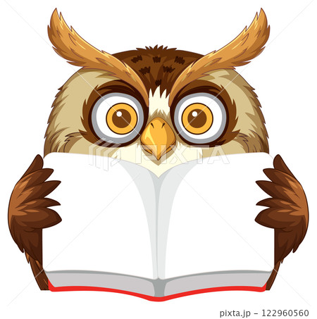 Wise Owl Reading a Book 122960560