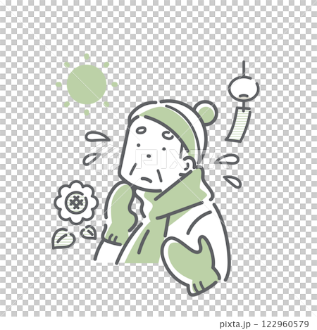 患有失智症的老年人：簡單而時尚的線條畫插圖 122960579