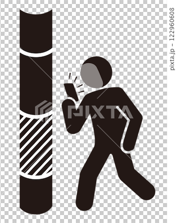 歩きスマホ注意のピクトグラム 122960608