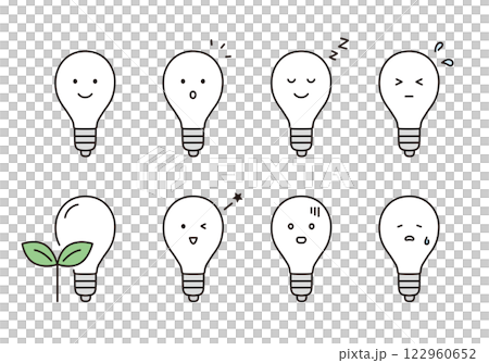 帶有各種表情的燈泡圖示集 帶有各種表情的燈泡圖示集 122960652
