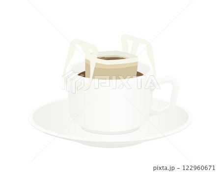 ドリップバッグでコーヒーを淹れているイラスト ドリップバッグでコーヒーを淹れているイラスト 122960671