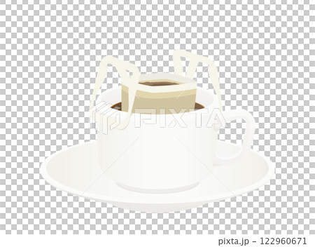 ドリップバッグでコーヒーを淹れているイラスト ドリップバッグでコーヒーを淹れているイラスト 122960671