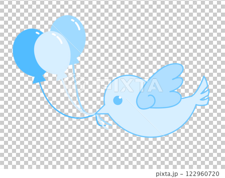 Bird carrying a balloon Bird carrying a balloon 122960720