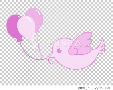 Bird carrying a balloon Bird carrying a balloon 122960796
