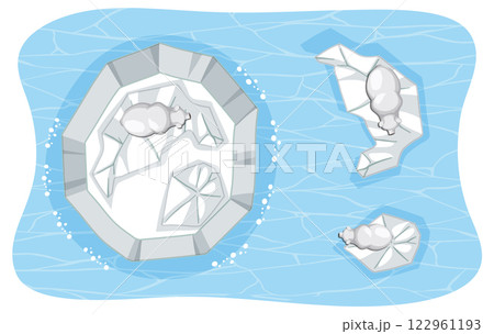 Polar Bears on Floating Icebergs 122961193