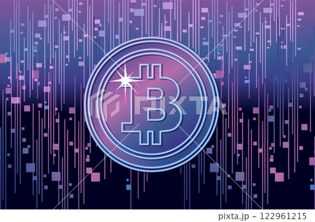 Digital Bitcoin with Futuristic Background Digital Bitcoin with Futuristic Background 122961215