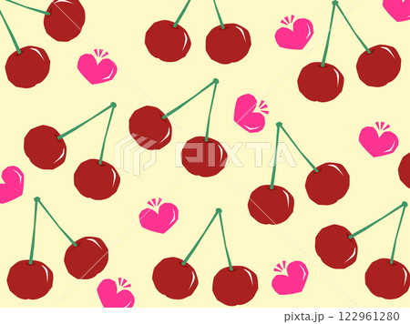 さくらんぼとハートのかわいい壁紙 122961280