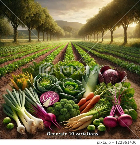 みずみずしい畑の野菜 122961430