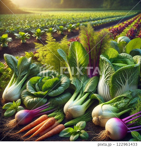 みずみずしい畑の野菜 122961433