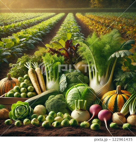 みずみずしい畑の野菜 122961435