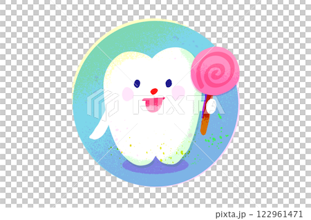 吃糖果的牙齒特徵手繪插圖 122961471