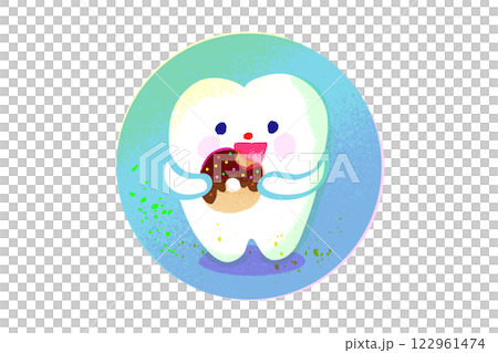 吃糖果的牙齒特徵手繪插圖 122961474