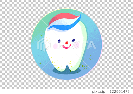 帶有牙膏的牙齒特徵手繪插畫 帶有牙膏的牙齒特徵手繪插畫 122961475