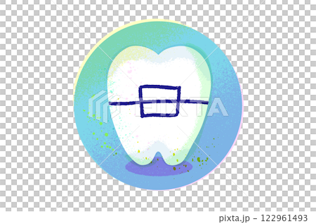 接受牙齒矯正治療的牙齒手繪插畫素材 122961493