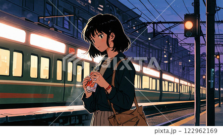 Evening Train Platform and Quiet Reflections 122962169